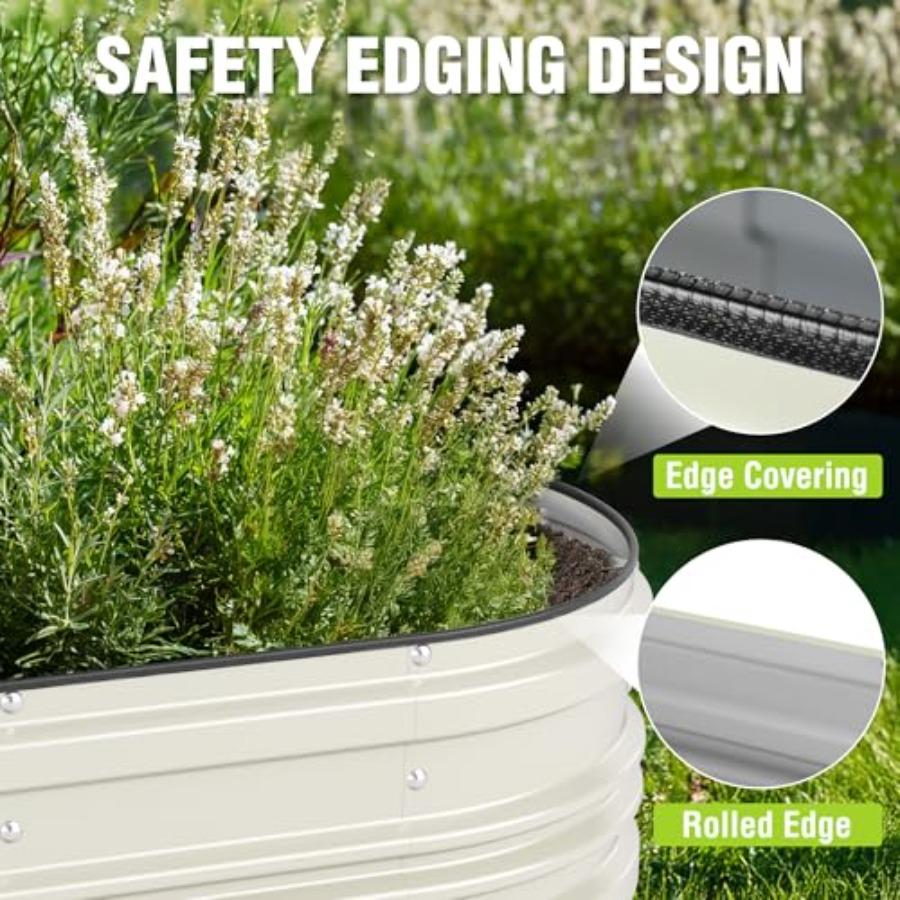 2PK 4x2x1ft Outdoor Galvanized Raised Garden Bed Kit Rust Corrosion Protection Easy Assembly Safe Edge Ideal for Vegetables Flo