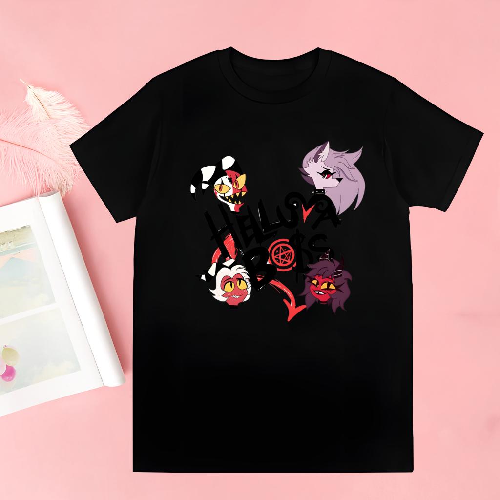 Cartoons Helluva Boss T-Shirt Men Unisex Anime Cartoon Design Men Tee Shirt Homme Summer Tops Short Sleeve Vintage Style