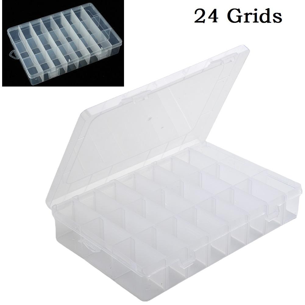 24 Grids Compartment Plastic Storage Box Screw Holder Case Organizer Container For Craft Parts Metal Parts Sewing Aaccessories