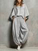 European and American women's clothing 2026 autumn and winter new fashion casual round neck loose top wide leg pants two-piece set