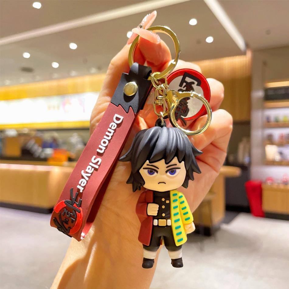 Anime Demon Slayer Kimetsu No Yaiba Bambola Lama dello Spettro Portachiavi Personaggi Carini Ciondolo per Borsa Portachiavi per Chiavi Auto Anello Giocattolo Regalo per Fan
