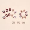 24 Pieces New Year's Atmosphere Shines Bright Red Love Rabbit Manicure Temperament White Fake Nails Wear Nail Pads