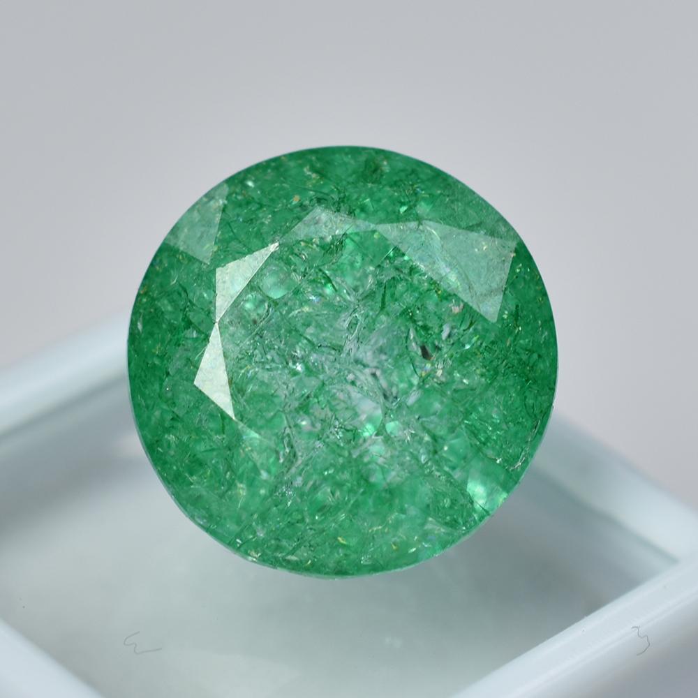 Natural Green Emerald Loose Gemstone Round Cut Colombian 29 Ct for Jewelry Making and Crafts