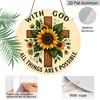 2D Flat, 1pc Interesting Vintage Round Aluminum Sign: Sunflower Cross Theme, Yard, Room, Office, Country Farm Decoration Garden Decoration Club