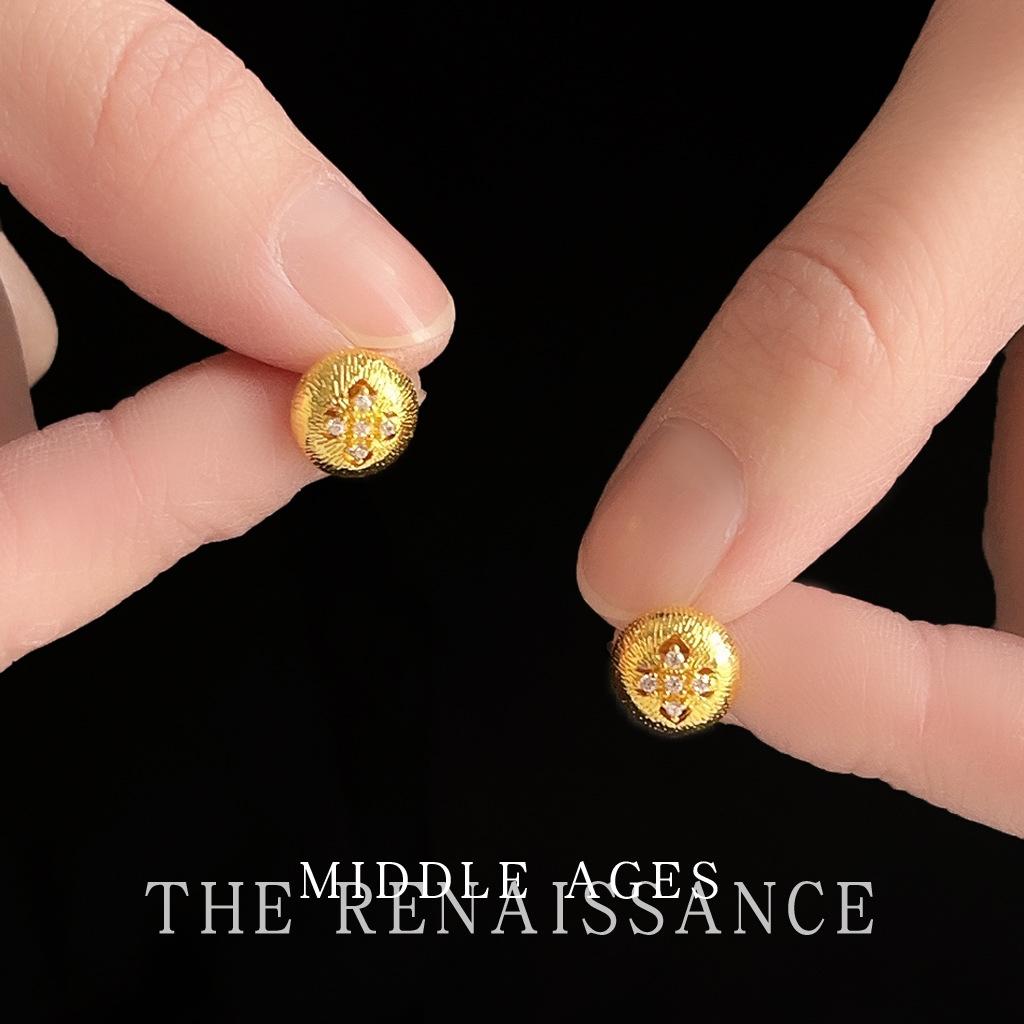 French retro zircon stud earrings geometric hollow court style earrings earrings