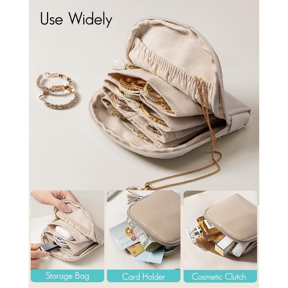 Fashion PU Leather Jewelry Packing Bag Large Capacity Multi Compartment Jewelry Storage Case Tassel Travel Bag Travel