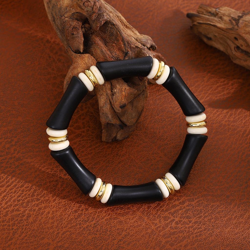 Fashion Personalized New Product Pleated Texture Pipe Bend Bracelet Curved Bamboo Tube Multi-Color Retro Marble Pattern Bracelet