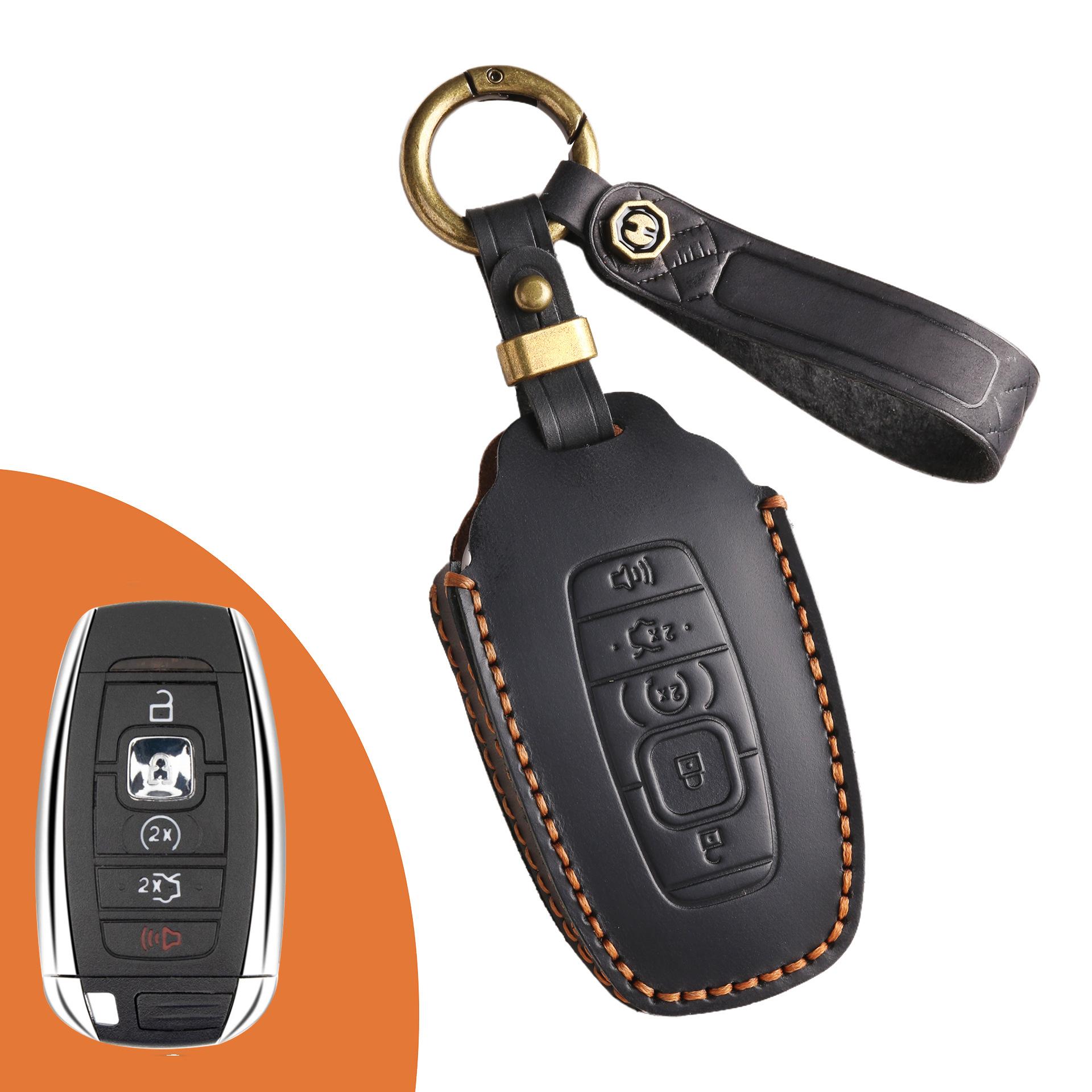 

Применимый комплект ключей Lincoln Navigator Adventurer Aviator Navigator Кожаный набор ключей для автомобиля Ручная работа чёрный