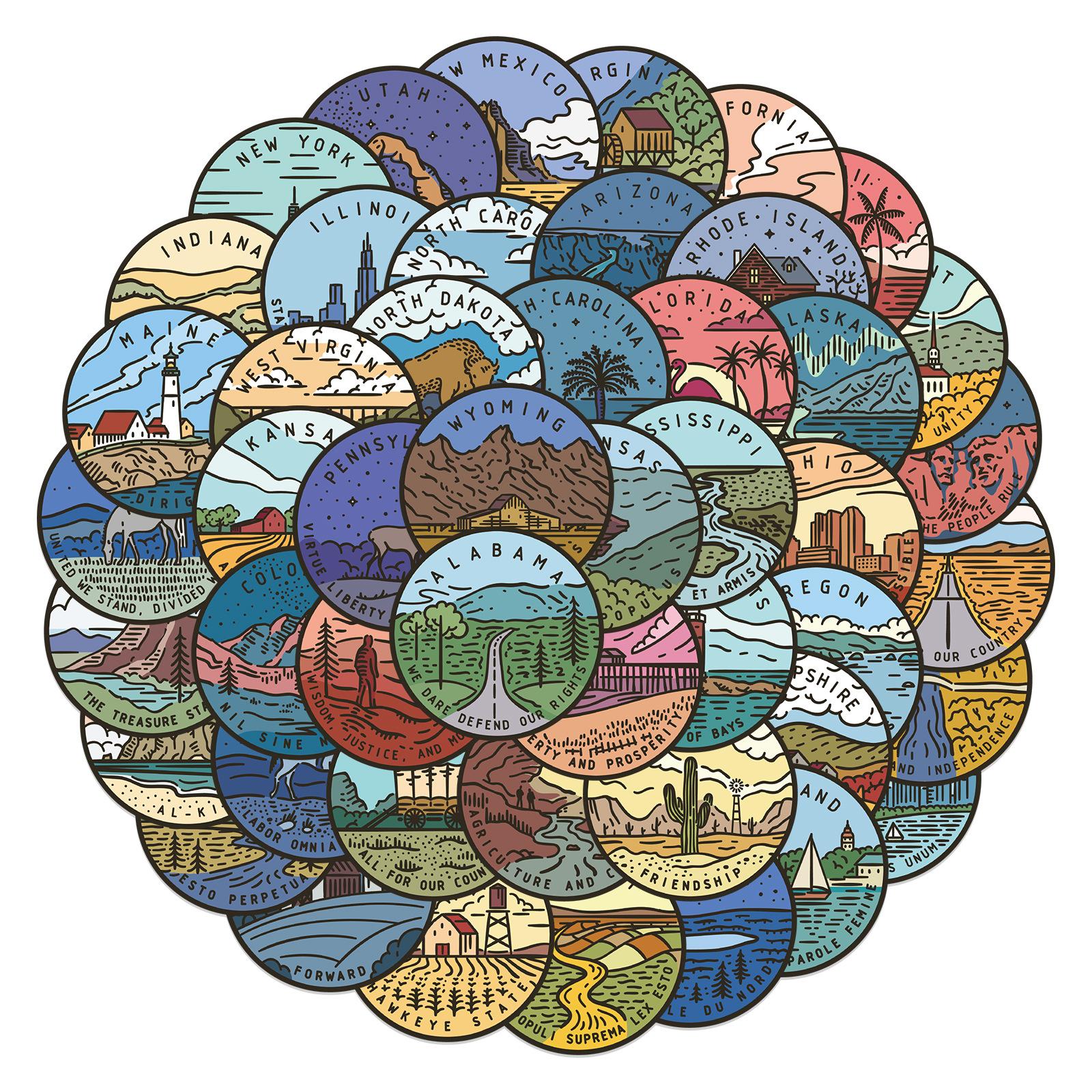 

50 American Scenery Graffiti Stickers Decorate Suitcase Guitar Notebook DIY Waterproof Stickers Hot Stickers