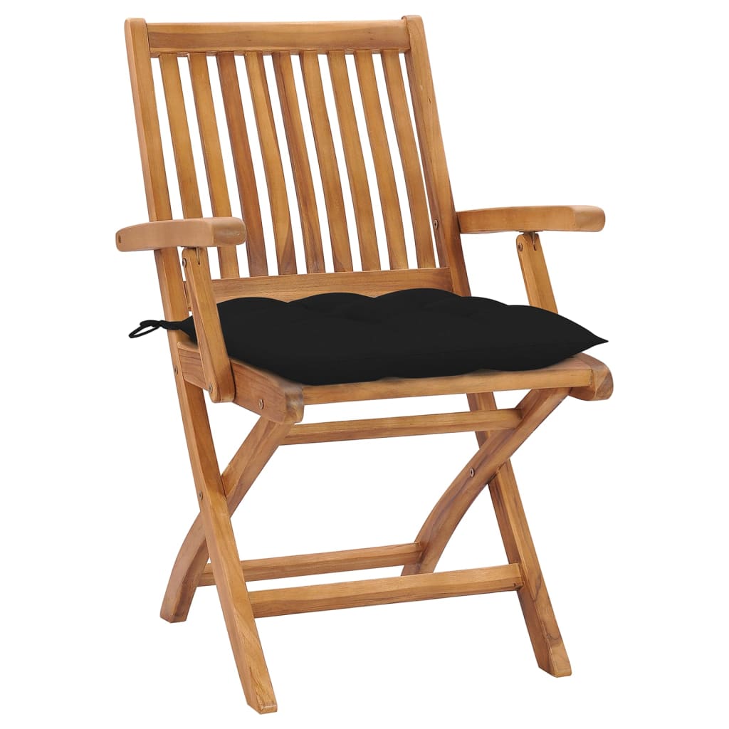 Foldable Garden Chairs with Cushions 4 pcs Solid Teak Wood