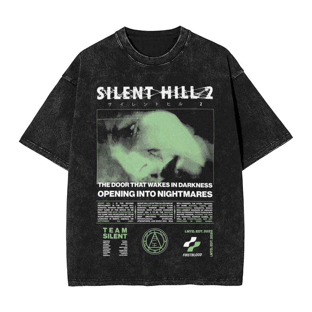 Washed T Shirt Silent Hill Emblem The Halo Of The Sun Tshirt Oversize Pc Videogames Survival Horror 100 Cotton Printed Tees