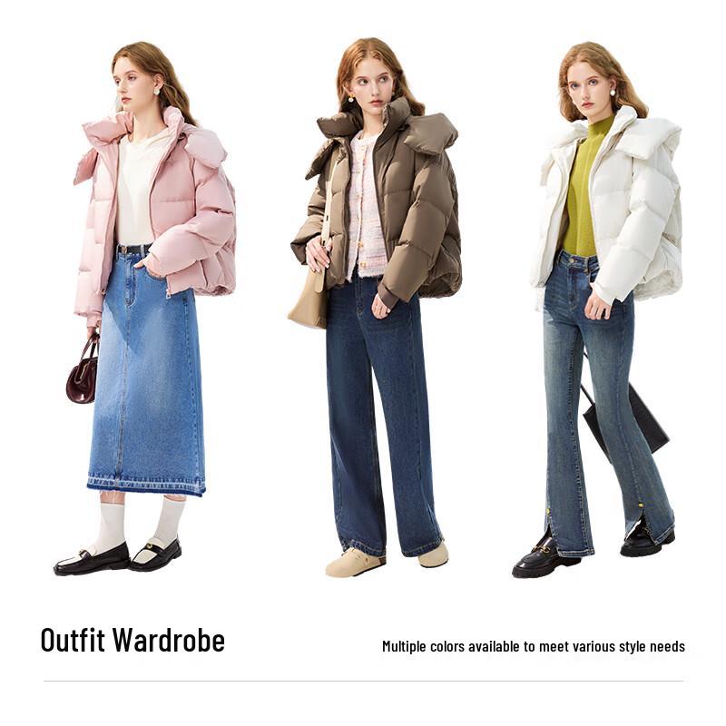 Qiusbuiyiren Dámská malá krátká péřová bunda s kapucí