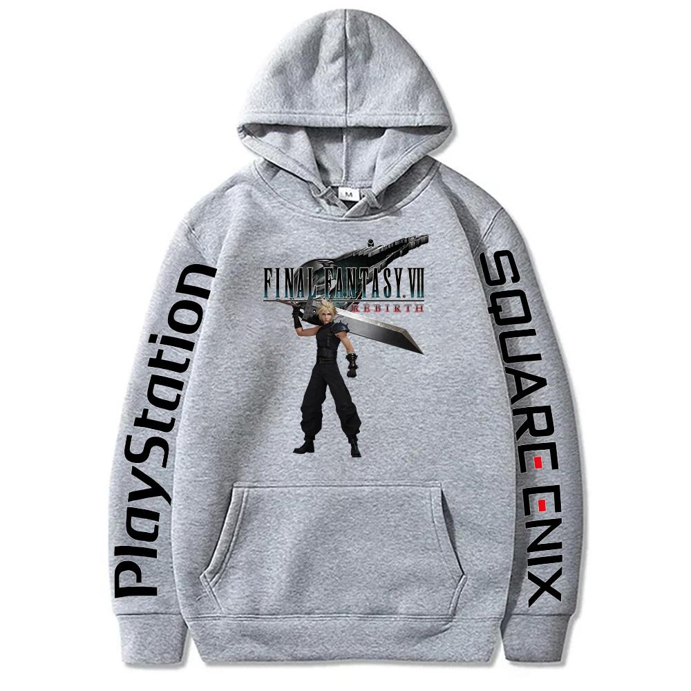 Cloud Strife Buster Sword Hoodies Final Fantasy VII Rebirth Pullovers Hot Game Harajuku Aesthetic Sweatshirts Unisex High Street Tops