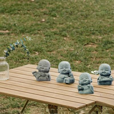4PCS Nouvelle Statue de Bouddha Nouveau Style Chinois Zen Petits Moines Figurines Ornements de Bureau Moines Bouddhisme Figurines