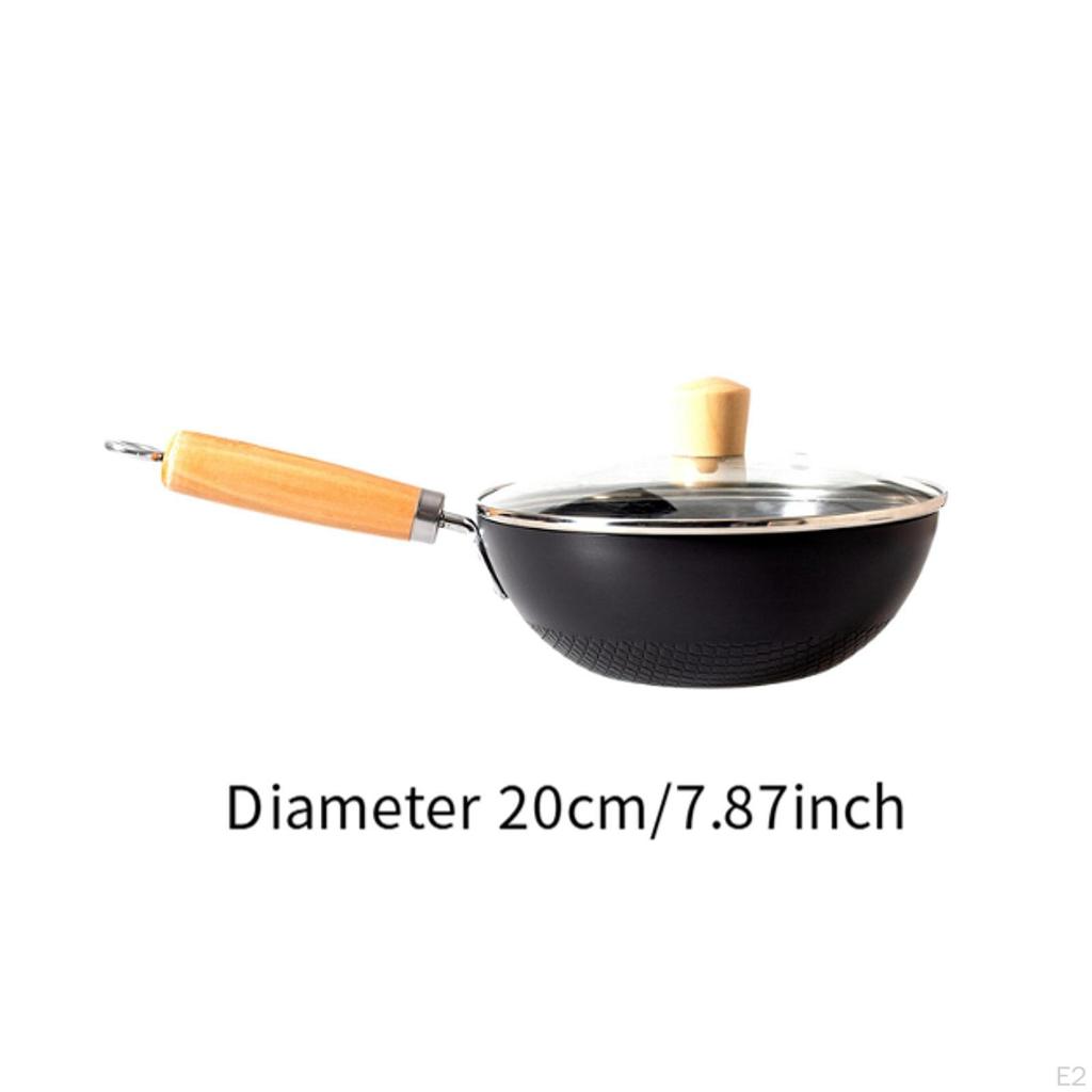 Iron Frying Pan Non-stick Wok with Lid Electric Induction All Hobs Open Flame Cooking