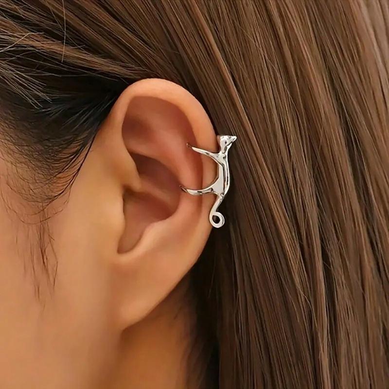 Elegant Cuff Earrings Chic Ear Jewelry Ear Clip Cat Earrings Ear Bone Clip Earrings Ear Cuff for Various Occasion