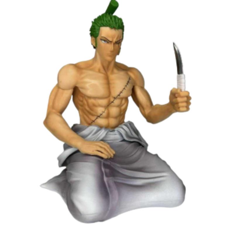Neues Knieendes Bademantel Roronoa Zoro One Blade Flow Box-Set Anime-Statue Handgefertigtes Modell Schreibtisch-Sammlung Ornament Geschenk