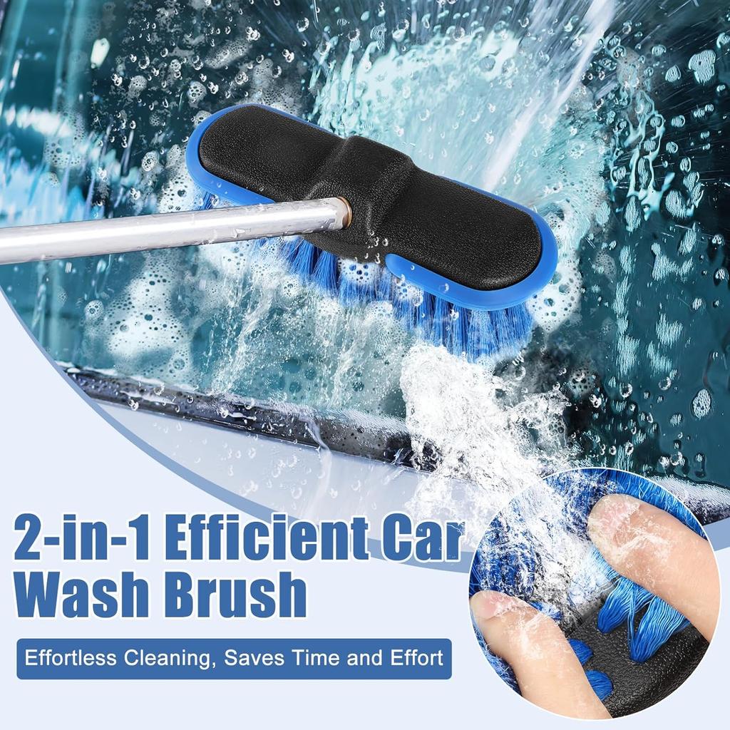 Car Wash Brush Head With Soft Bristle, Car Cleaning Brush With Protective Bumper For Cleaning Auto Cars Trucks RV Boat Deck