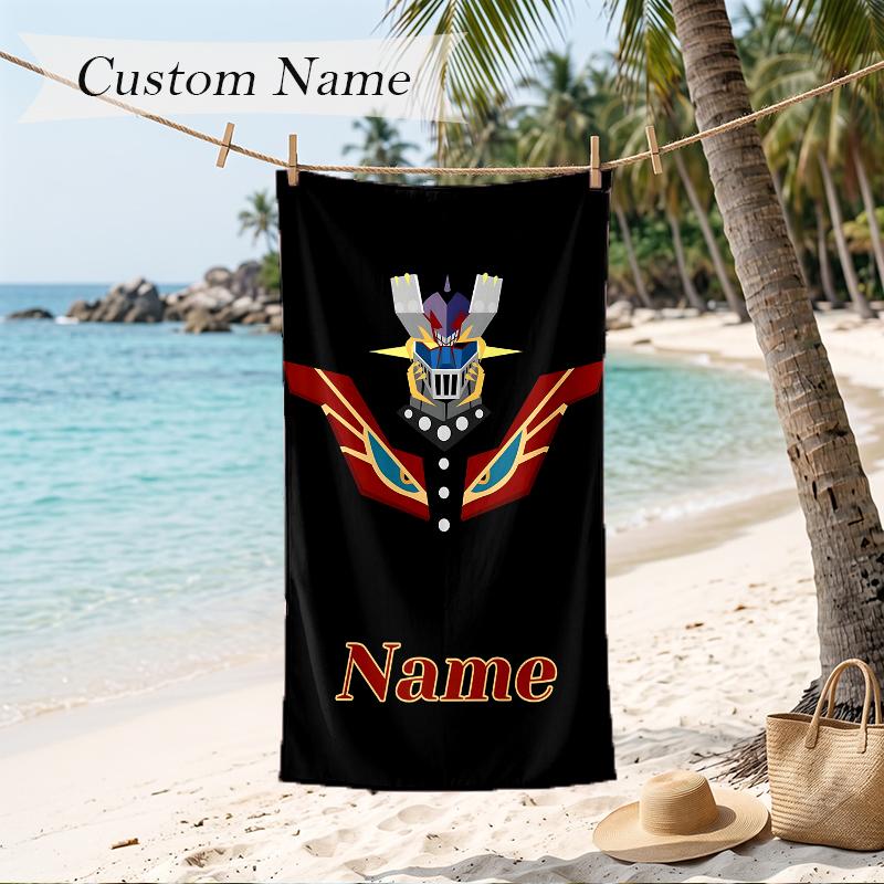 Mazinger Custom Name Printed Beach Towel Personalized Soft Towel For Swimming Beach Travel