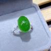 Hui Zhi Yi S925 Silver Inlaid Green Chalcedony Oval Luxury Ring (15*20mm)