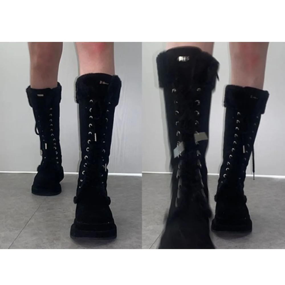 Lace-up Thickened Women Boots Thick-heeled Thick-soled High Warm Snow Comfortable Cotton Shoes  Winter Ladies Girls