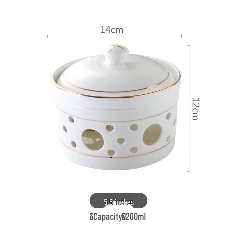 ZISIZ Gold-Rimmed Bird s Nest Stew Bowl with Stove Set