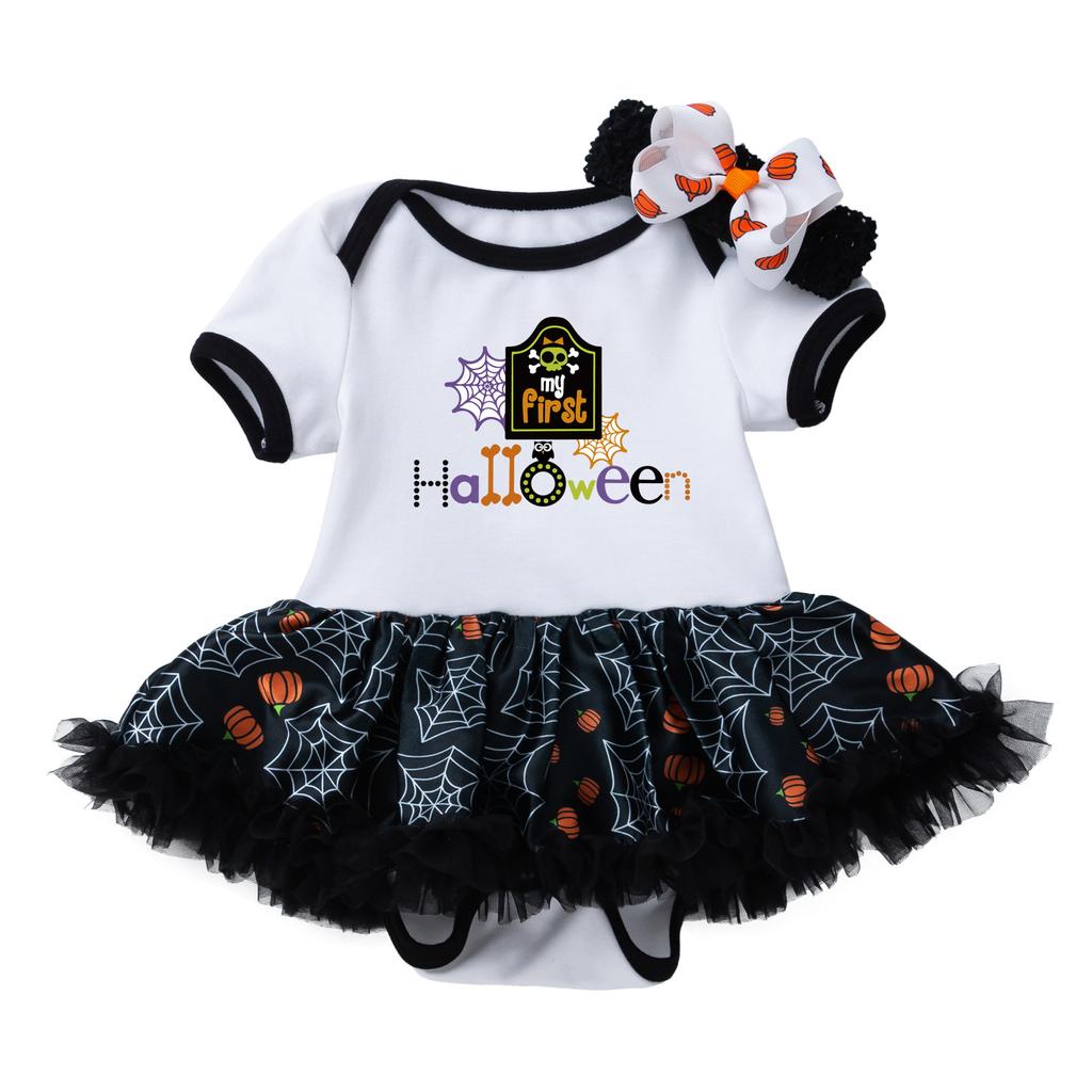 Infant Baby Girls Kids Skirts Set 2PC Romper + Headband Halloween Outfits