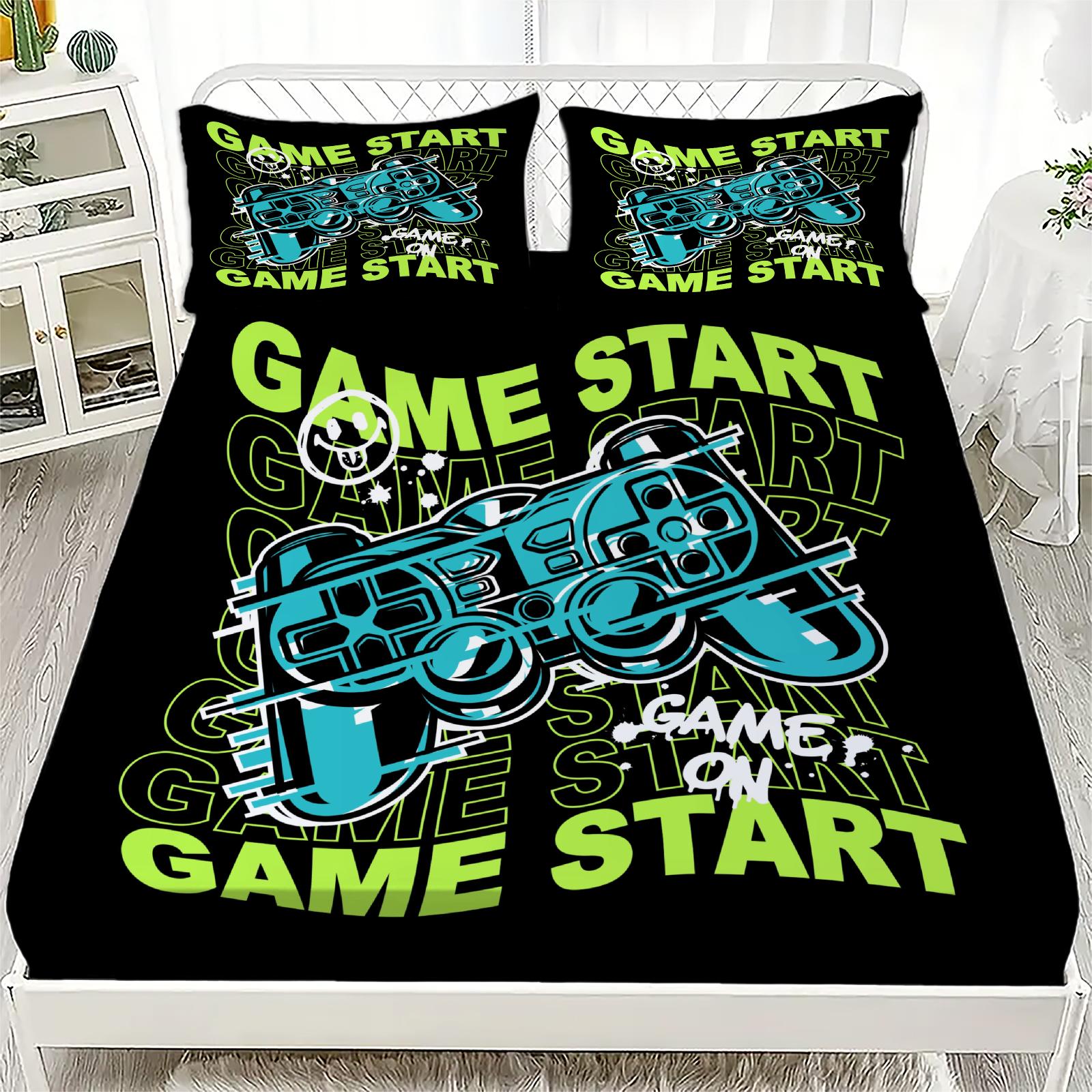 

Comforter 3D Game Controller Fitted For Boys Bedroom Decor Queen Size King Size Skin Friendly Washed Cotton Fitted Sheet Comforter (quilt)-EU Single(135*200cm)3pcs