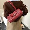 2026 Spring Women's Shoulder Bag Trend Y2K Brand Handbag Large Capacity Pillow Travel Bag Lady Solid Pu Leather Underarm Totes