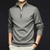 Men's Thick Warm Wool Sweater - Half-Zip, Stand Collar, Long Sleeve, Casual Knitwear