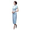 Traditional Chinese Women Long Cheongsam Bridesmaid Short Sleeve Evening Dress