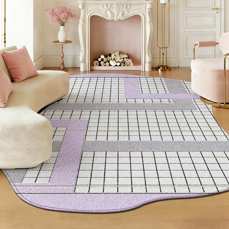 Irregular Shape Bedroom Decor Purple Carpet Fluffy Soft Study Floor Mat Thick Plush Rug Leopard Pattern Carpets for Living Room