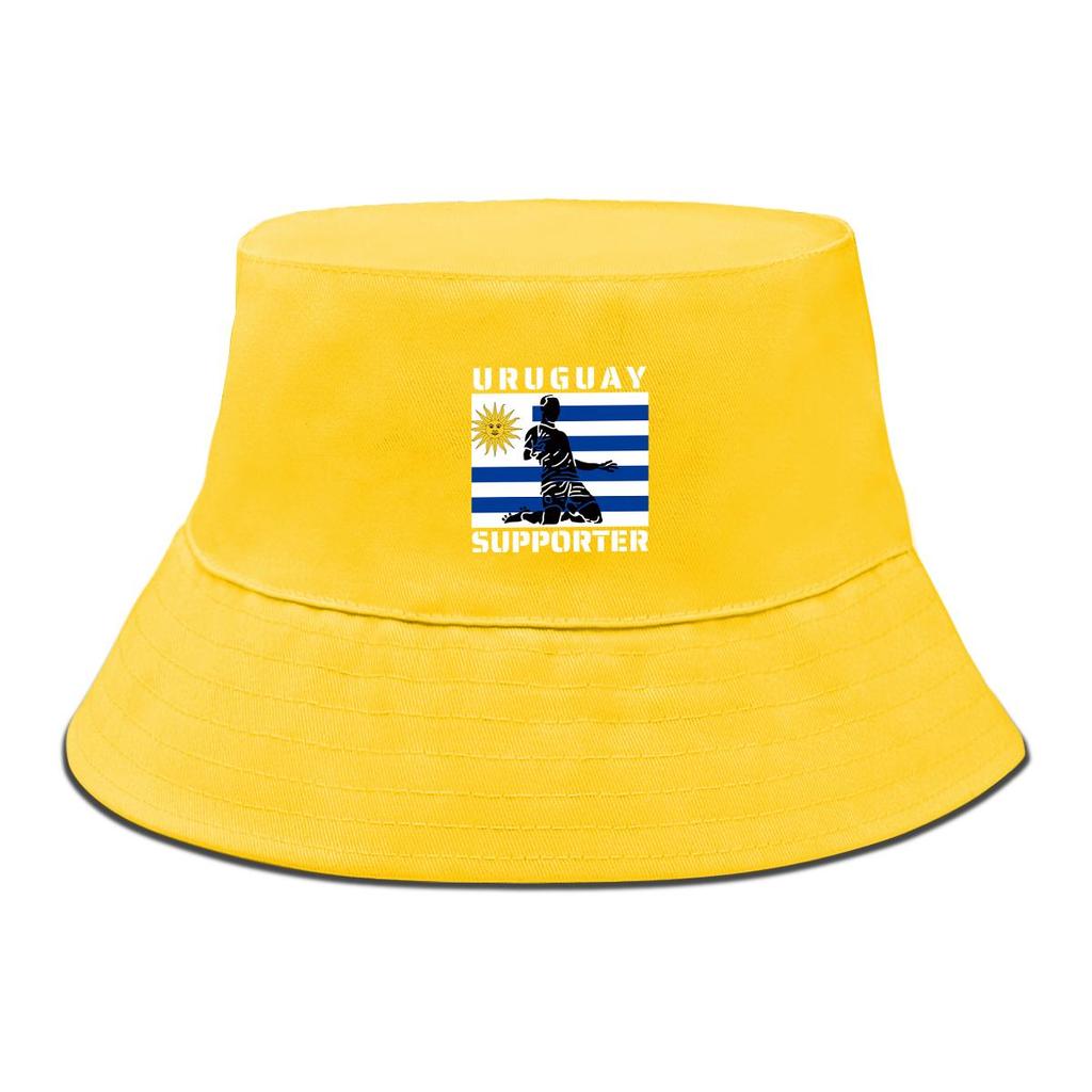 Bucket Hat With Uruguay Flag Football Print , Patriotic Sun Hat Simple Reversible Fit Beach Cap