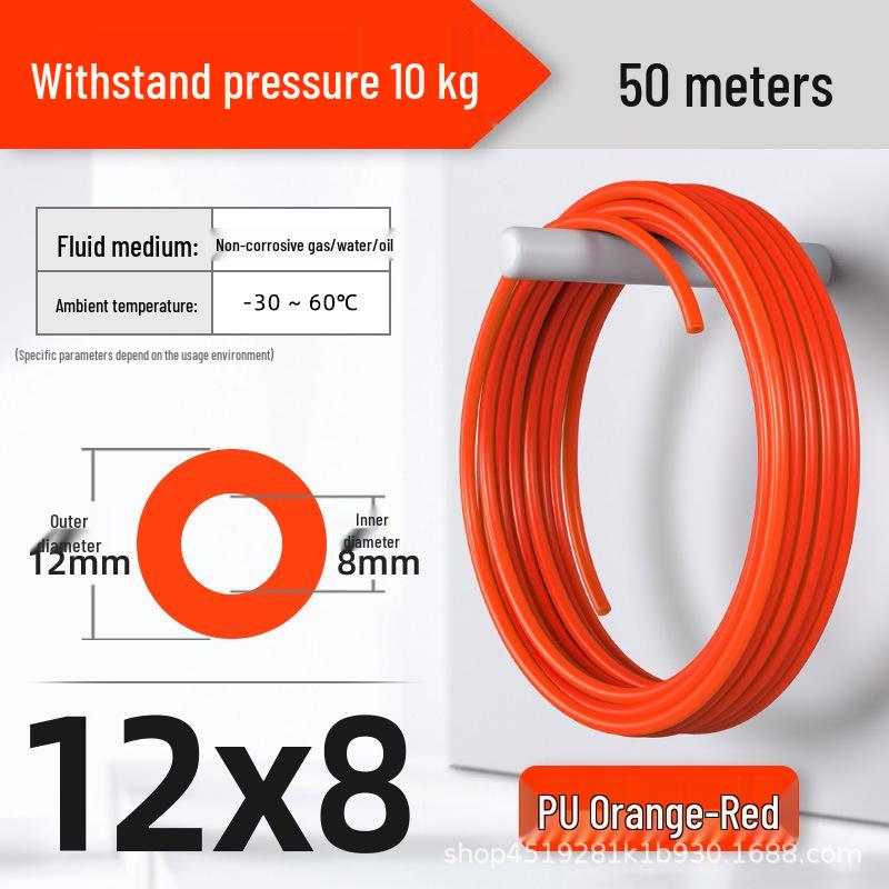 Zhuo Ji 8mm High-Pressure Transparent PU Air Hose for Air Compressors (Sizes: 4/6/10/12/14/16)