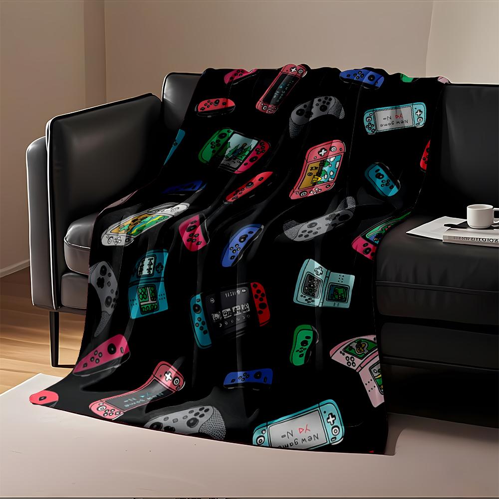 Colorful Gaming Console Pattern Blanket Flannel blanket for bedroom, living room, sofa, and nap sofas.