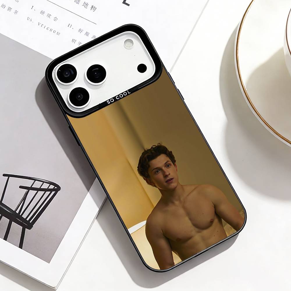 Youthful Charm Star T-Tom Holland Phone Case For iPhone17,16,15,14,13,12,11 Plus,Pro Max Black Border Silver Plated Cover