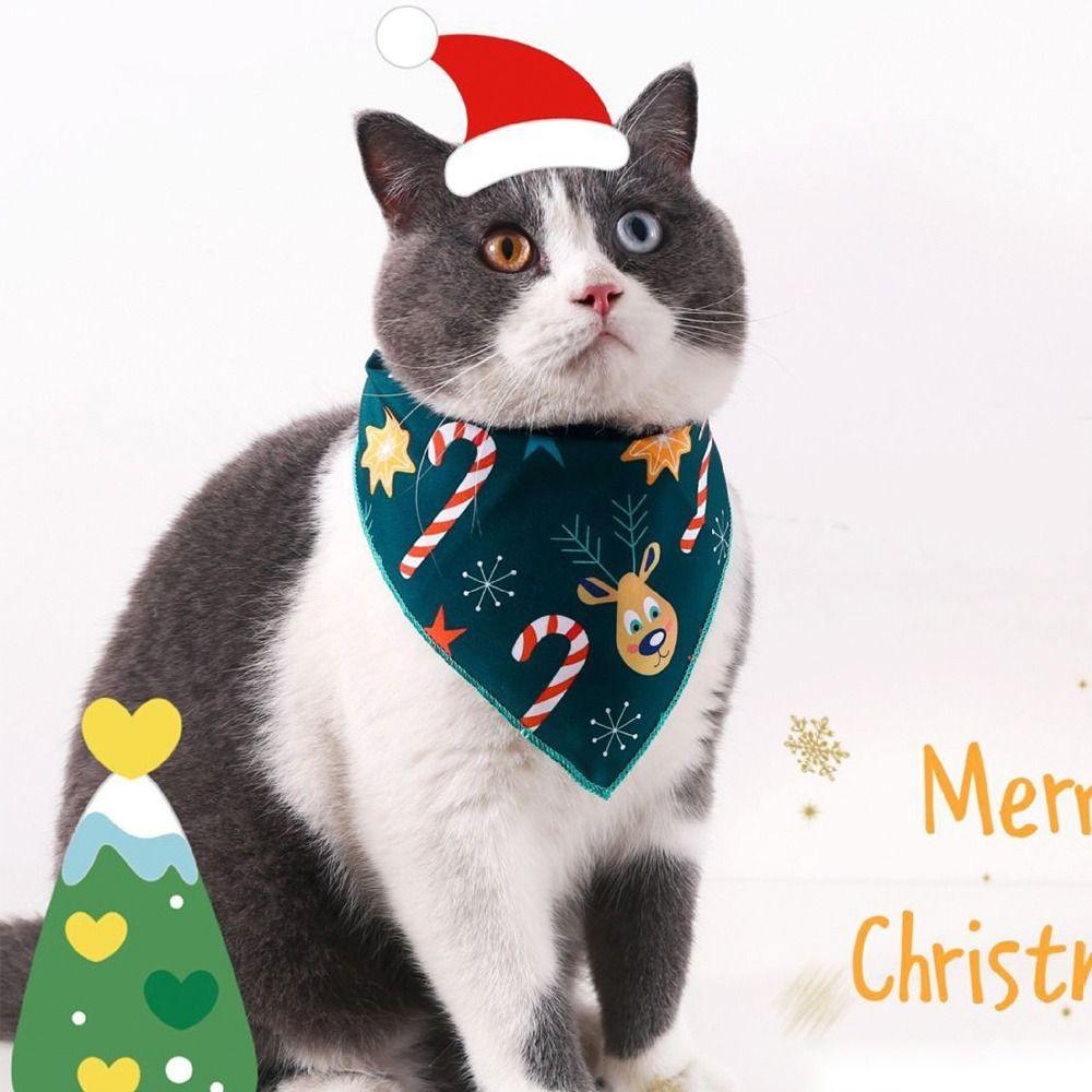 1pc Cute Puppy and Kitten Dress-up Accessories, Christmas Decorative Triangle Scarf, Pet Holiday Scarf, Christmas Gift for Pets