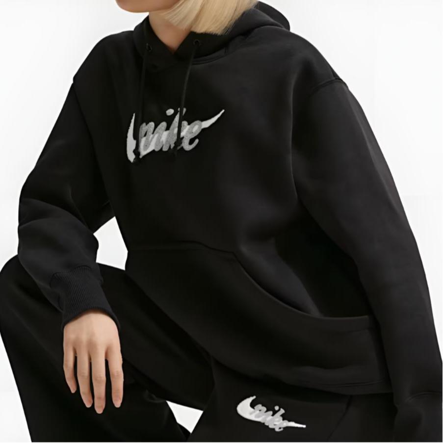 Nike Sportswear Phoenix Fleece Letter Logo Hooded Long Sleeve Loose Sweatshirt Women Tops IM9644-010