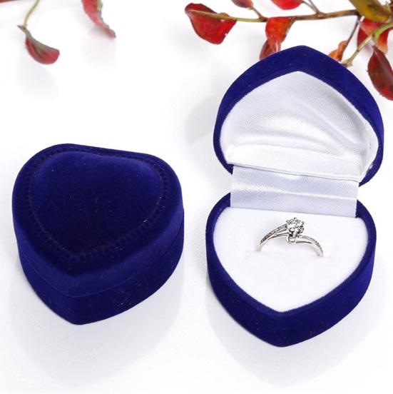 Heart Shape Finger Ring Ear Stud Jewelry Display Holder Storage Box Container