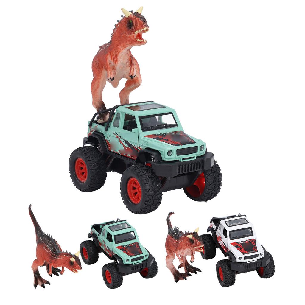 Off Road Car Toy Set with Dinosaur Sound Light Car Model Alloy Big Wheel Pull Back Off Road Toy Vehi