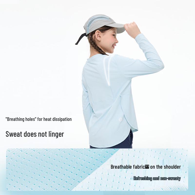 Onmygame Girls' Sun-Protective Cooling Long-Sleeve Round Neck T-Shirt