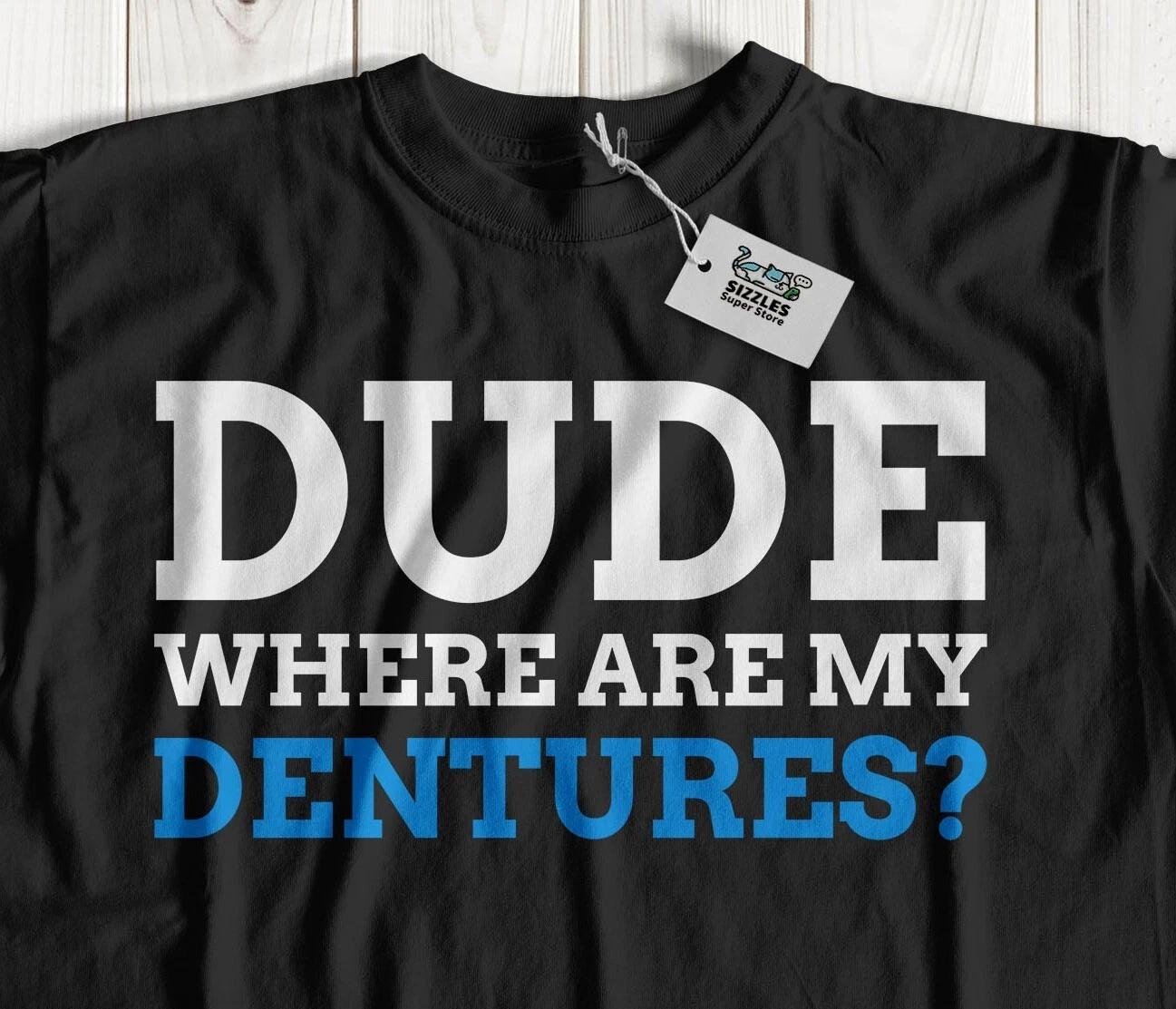 Unisex Funny Dentures T-Shirt Joke Grandma, Grandpa Fake Teeth Gifts S