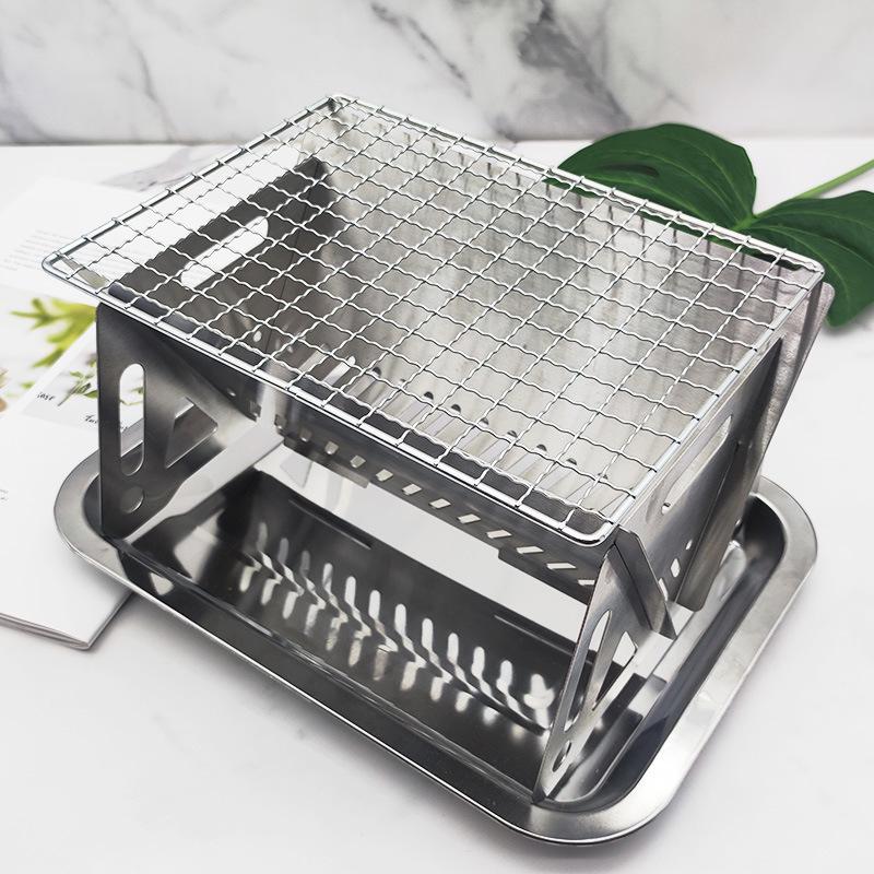 Portable Outdoor Folding Stainless Steel Grill and Firewood Stove for Camping