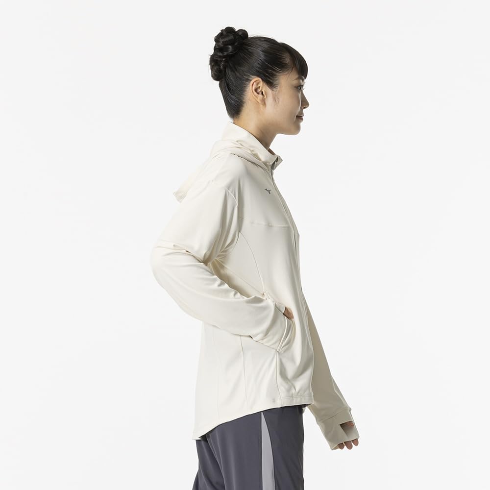 Stretch Smooth Training UPF Size L Women's Hoodie, 50+, 32MCB300, Off-White,