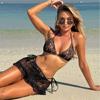 Stylish 3pcs Set Swimsuit Adjustable Tankini Top High Waist Swim Skirt N-neck Bra & Underwear Thong for Women Lady
