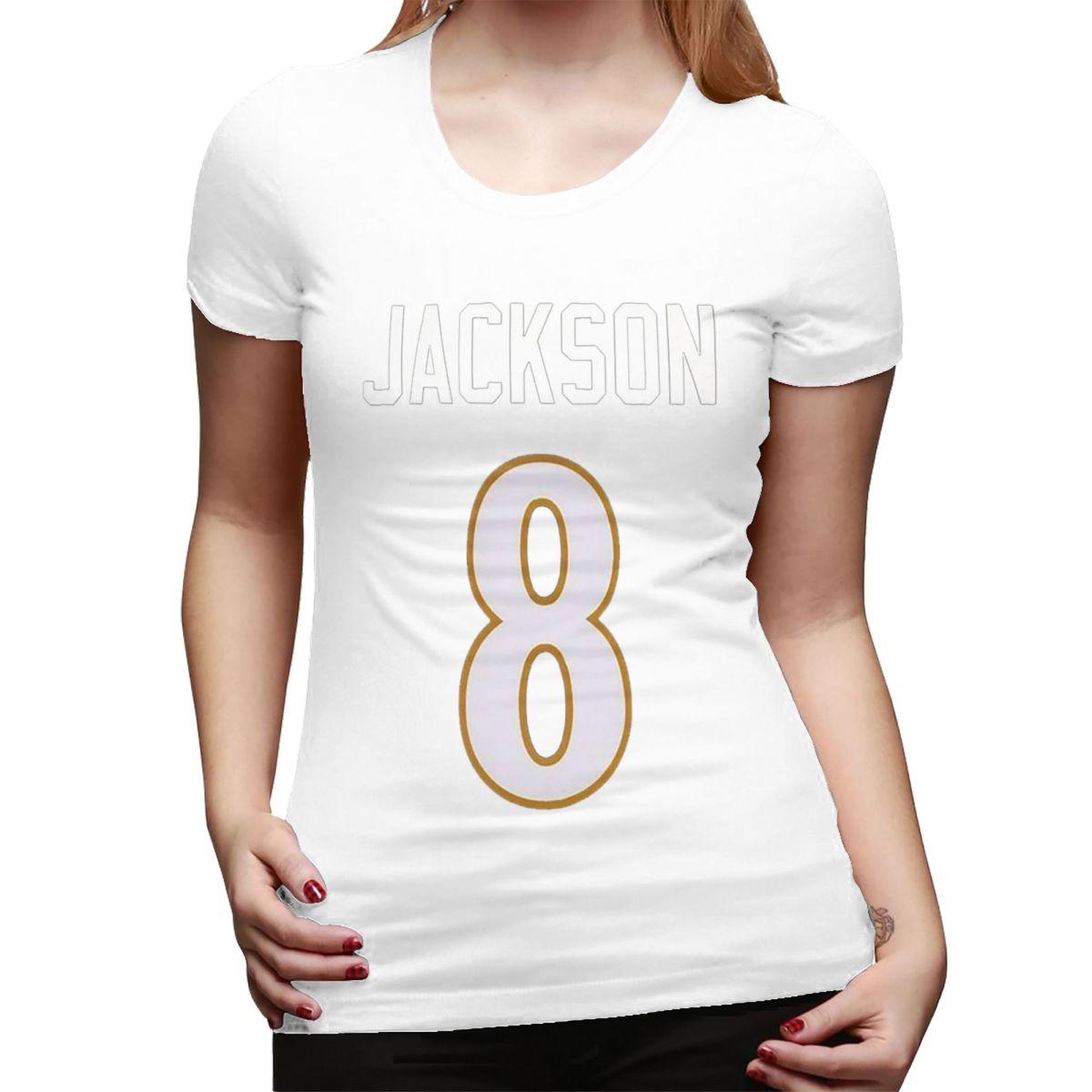 

Lamar Jackson TShirt for Women Round Neck Streetwear T Shirts Womens Short Sleeve Summer Clothes Tops S