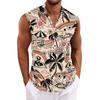Men Tank Tops Sleeveless Shirts for Men with Button Down Collar and Tropical Print Men’s Tank Tops Men’s Tank Shirts