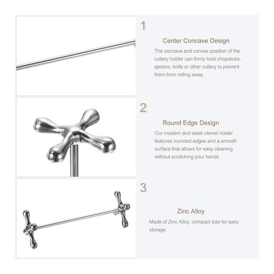 Uxcell 6Pcs Zinc Alloy Chopstick Rests, Non-slip Chopstick Holders, Knife Rests for Countertop, Chopstick Spoon Fork Knife Storage, Table Decoration,