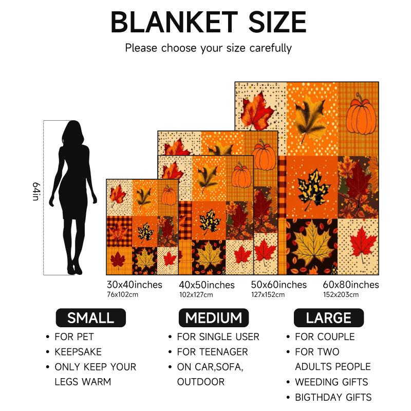 1 piece autumn-themed patchwork flannel blanket, perfect for sofa, bed, office; ideal gift for family, friends, and holidays.