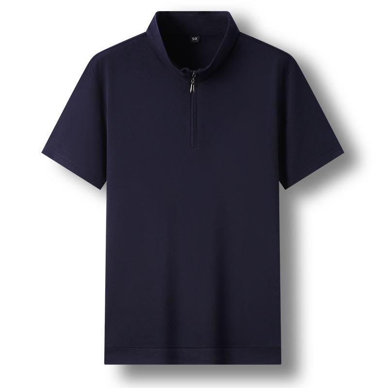 New Summer Men's Stand Collar Half Zipper Short Sleeve T-Shirt Men's Men's Half Sleeve Tops Youth Men's Clothing